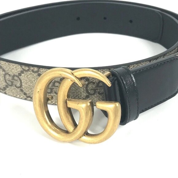 GUCCI 625839 GG Supreme double G slim belt Logo Buckle Accessories belt - Picture 3 of 14